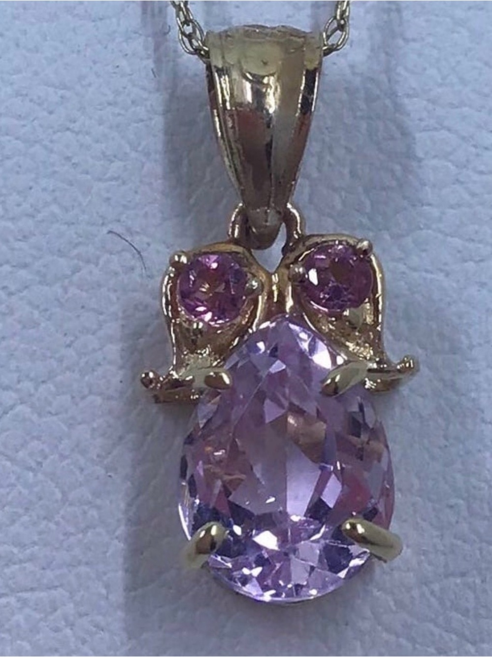 14k Kunzite Pendant Genuine Yellow Gold